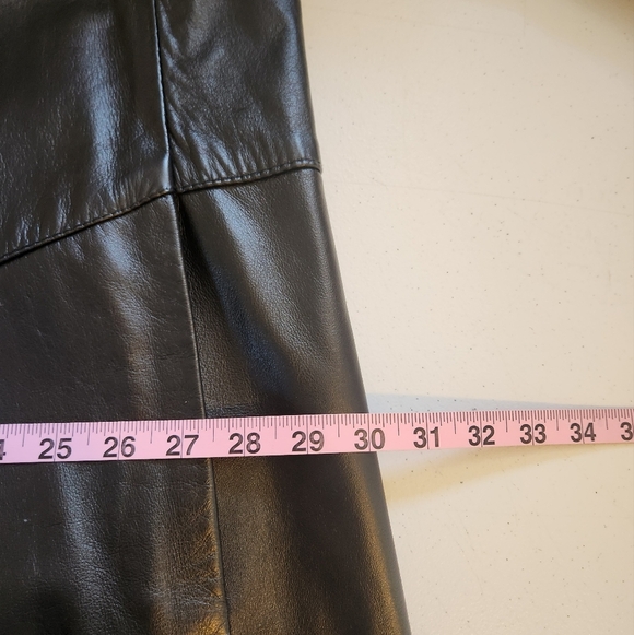 Vintage Black Leather Coat Jacket Midi 90s 1990s Womens Size 1X Loose Oversized - Picture 13 of 15